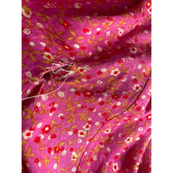 Free People Pink & Red Print, Flutter Sleeve Dress With Back Criss-Cross, Medium - Picture 14 of 14